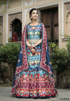 Wedding Designer Multi Soft Dola Silk Anarkali suit with Dupatta - Samanta