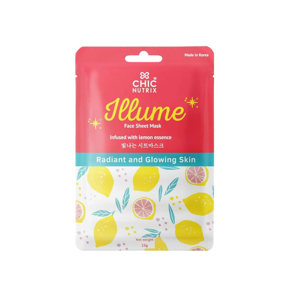 Chicnutrix Illume Face Sheet Mask Infused With Lemon Essence Rich In Vitamin C Radiant and Glowing Skin - Distacart