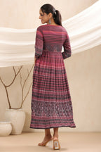 Juniper Purple muslin maxi dress with ethnic motif print with sequins & beads work - Distacart
