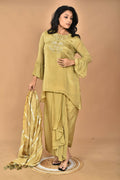 Morchari Women And Hand Embroidery Palazzo Set-Mehandi Green