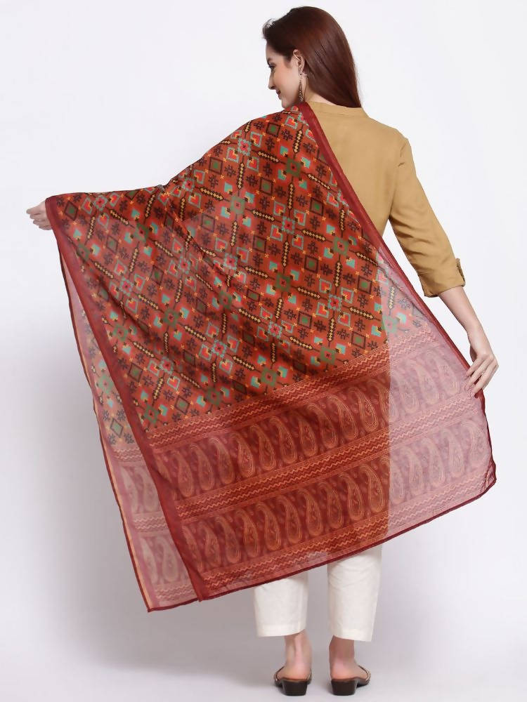 Myshka Women's Trendy Multi Cotton Silk Printed Casual Dupatta