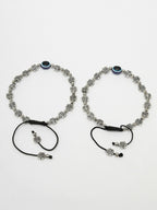 NVR Women's Evil Eye Black Silver Plated Adjustable Anklets - Distacart