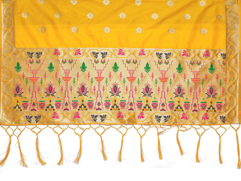 Mimosa Women's Floral Art Silk Gold Dupatta - Distacart