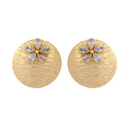 Nuyug 22K Gold-Plated Floral Motif Stud Earrings - Distacart