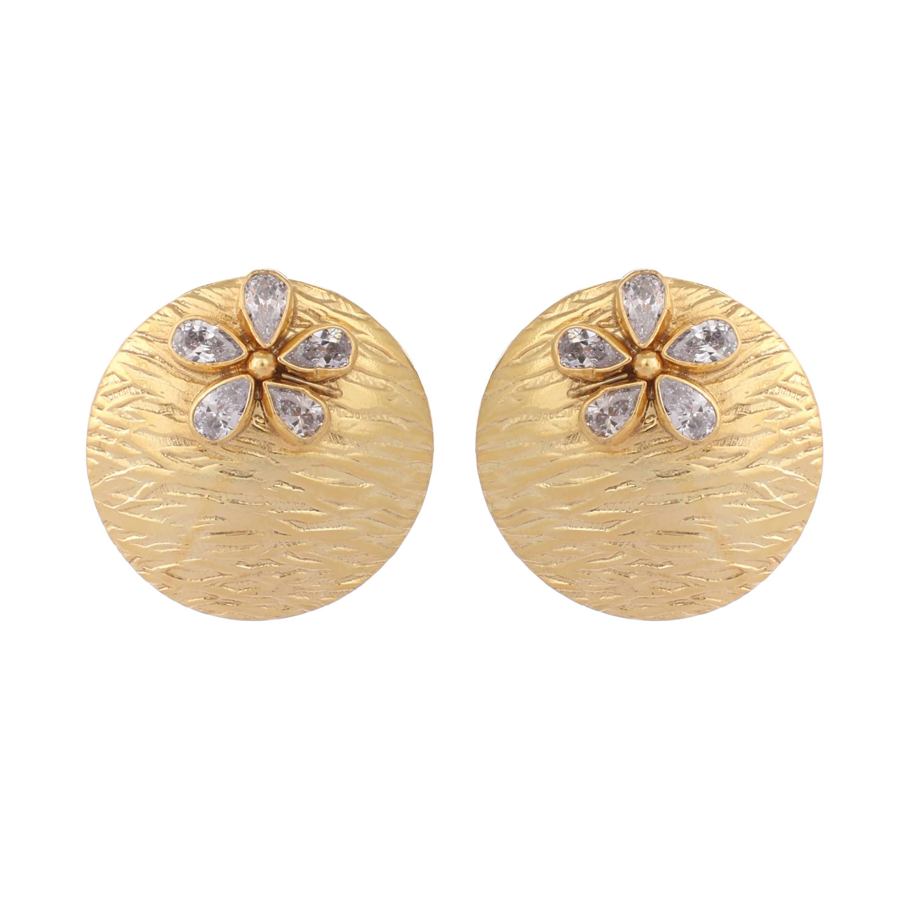Nuyug 22K Gold-Plated Floral Motif Stud Earrings - Distacart