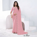 Light Pink Pure Crepe Silk Sequence With Hand Work Saree With Unstitched Blouse - Norita Swaraa