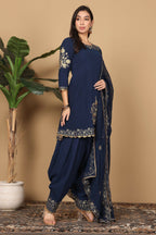 Joban Fashion Navy Blue Georgette Kurta Set - Distacart