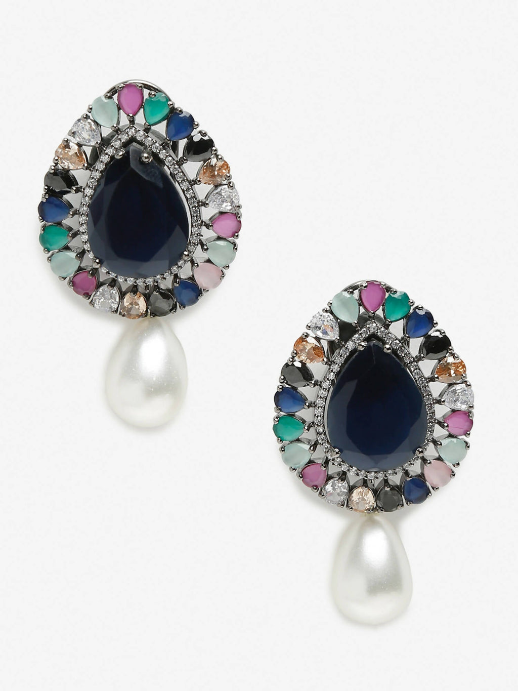 Multicoloured Contemporary Studs Earrings - Ruby Raang - Distacart