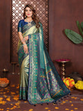 Aastha Fashion Sea Green Tissue Silk Weaving Saree - Distacart