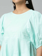 Ahalyaa Women Summer Blue Cotton Printed Tunic - Distacart