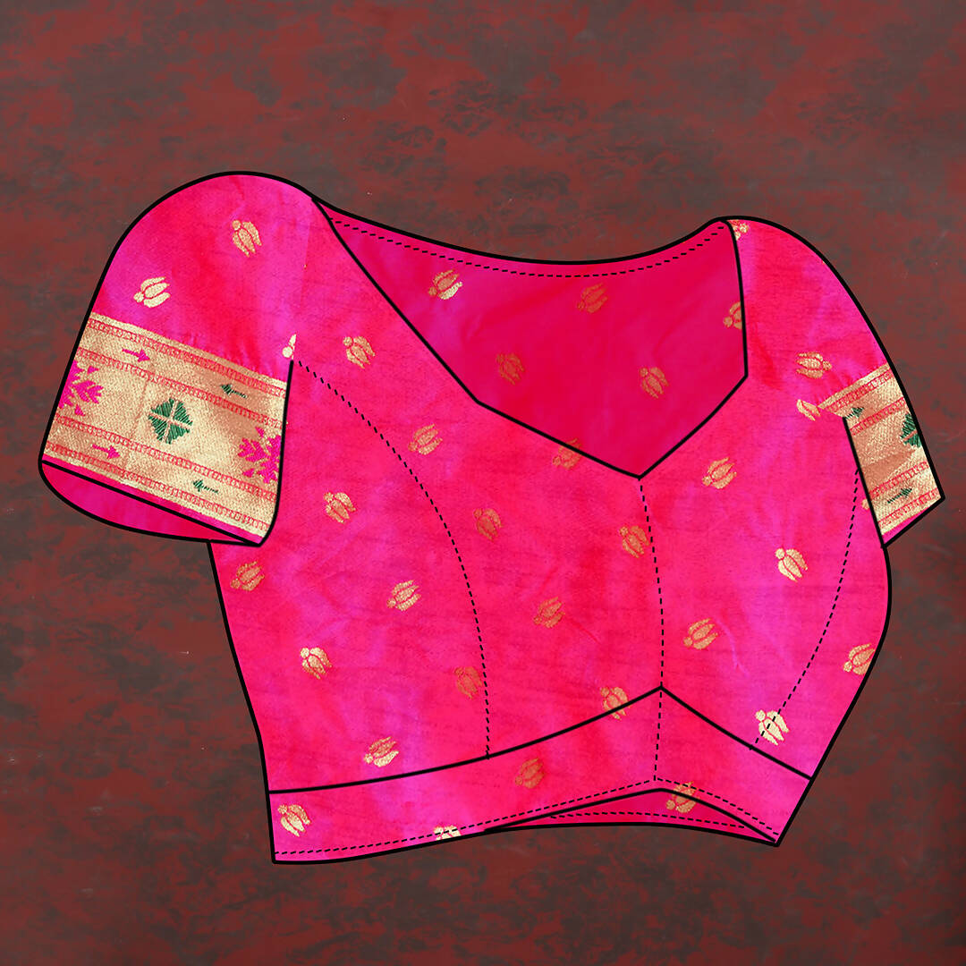 Lorenvalley Fashion Magenta Soft Paithani Silk Woven Design Gold Zari Meenakari Weaving Saree