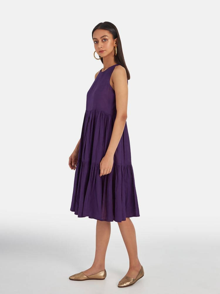 Suta Women's Purple Solid Fit and Flare Dress - Distacart