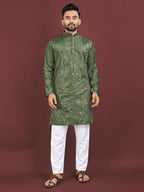 Anaita Dark Green Embroidered Silk Straight Kurta
