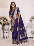 Anaita Navy Blue kochi Silk With Bandhej Weaving Saree With Blouse