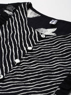 Yufta Black & White Pure Cotton Bird Print Maxi Flared Dress