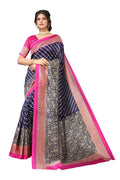 Vamika Navy Blue Printed Art Silk Saree