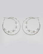 VOJ Women Sliver-Plated Pearl Stainless Steel Hoop Earrings - Distacart