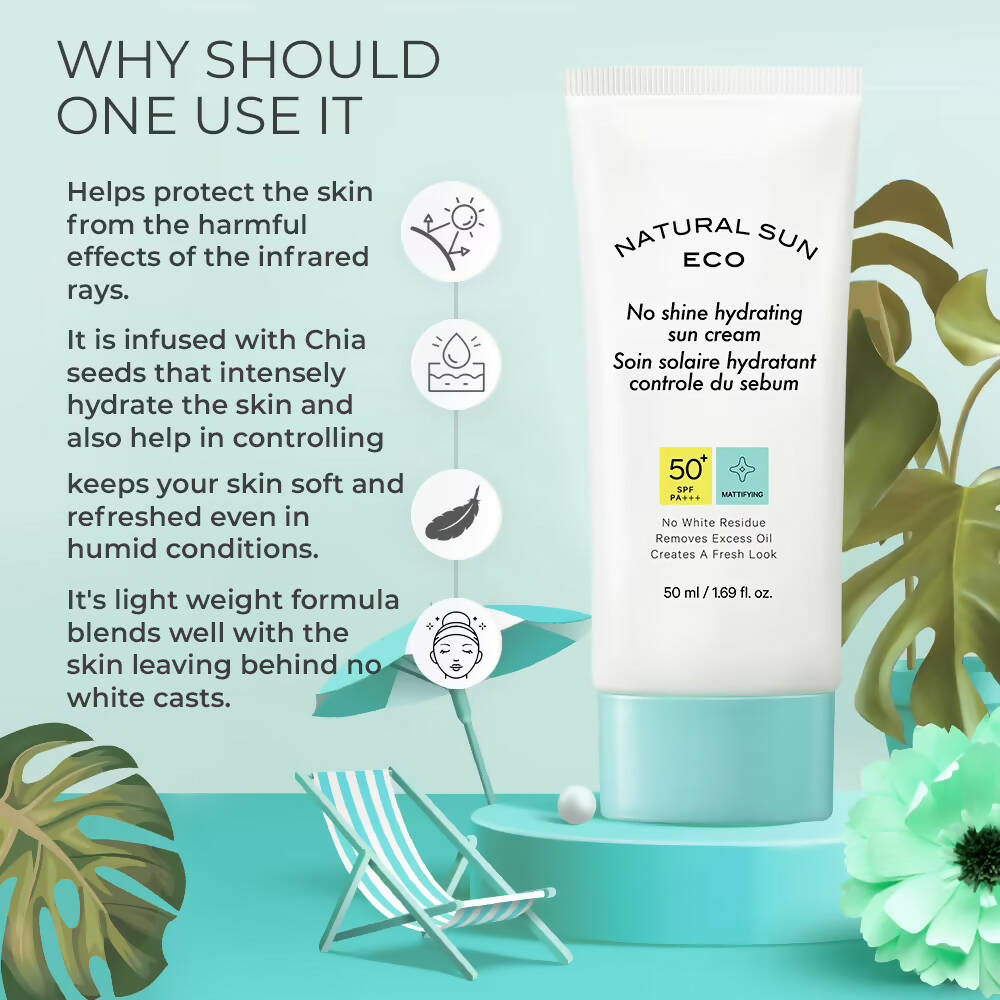 The Face Shop Natural Sun Eco No Shine Hydrating Sun Cream-SPF 50 - Korean Skincare
