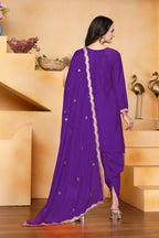 Joban Fashion Purple Silk Embroidered Dhoti Dhoti Set - Distacart