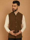 Even Apparels Pure Wool Nehru Jacket - Green