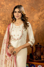 Straight Cut Off-White Salwar Kameez for Eid Party by Infinity Export