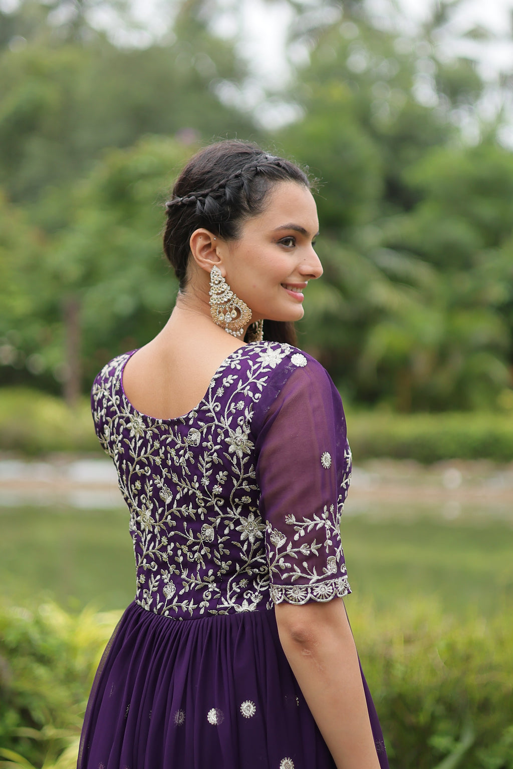Teeya Creation Purple Color Faux Georgette Embroidery Work Fully Stitched Kurti - Distacart