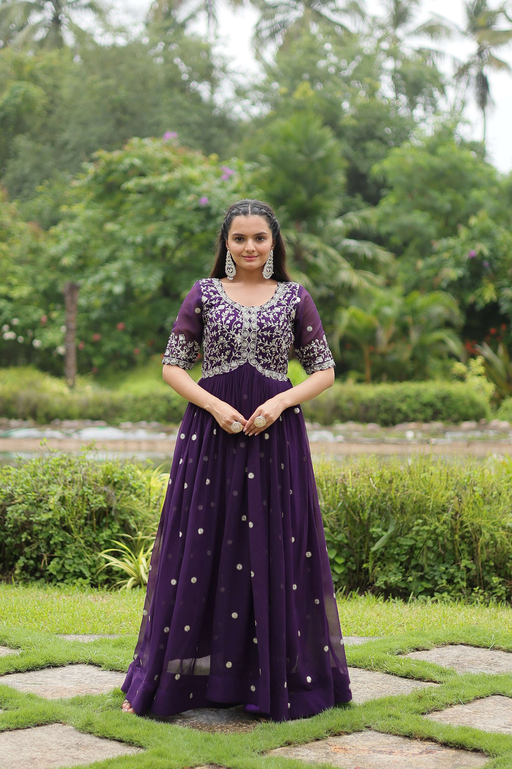Teeya Creation Purple Color Faux Georgette Embroidery Work Fully Stitched Kurti - Distacart