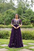 Teeya Creation Purple Color Faux Georgette Embroidery Work Fully Stitched Kurti - Distacart