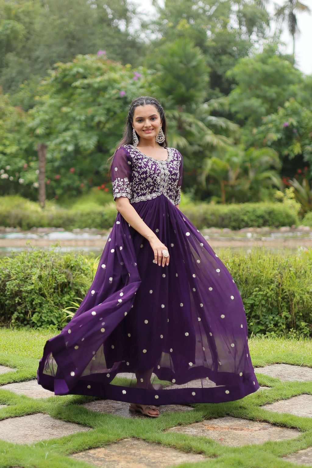 Teeya Creation Purple Color Faux Georgette Embroidery Work Fully Stitched Kurti - Distacart
