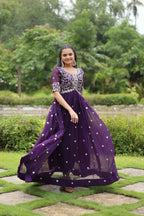 Teeya Creation Purple Color Faux Georgette Embroidery Work Fully Stitched Kurti - Distacart