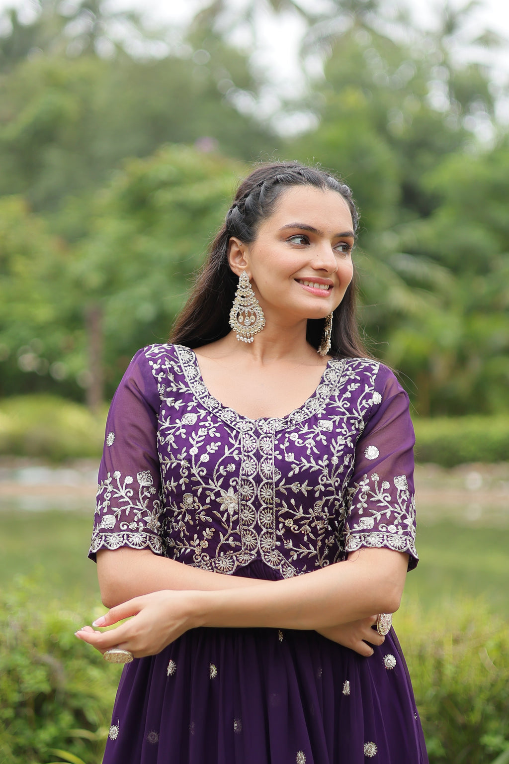 Teeya Creation Purple Color Faux Georgette Embroidery Work Fully Stitched Kurti - Distacart