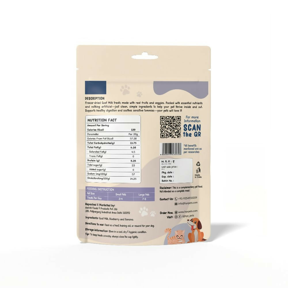 Hye Pets Super Treats For Super Pets – Freeze Dried Treats Made With Goat Milk, Blueberry & Banana - Distacart