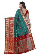 Vamika Banarasi Cotton Silk Rama Green Weaving Saree