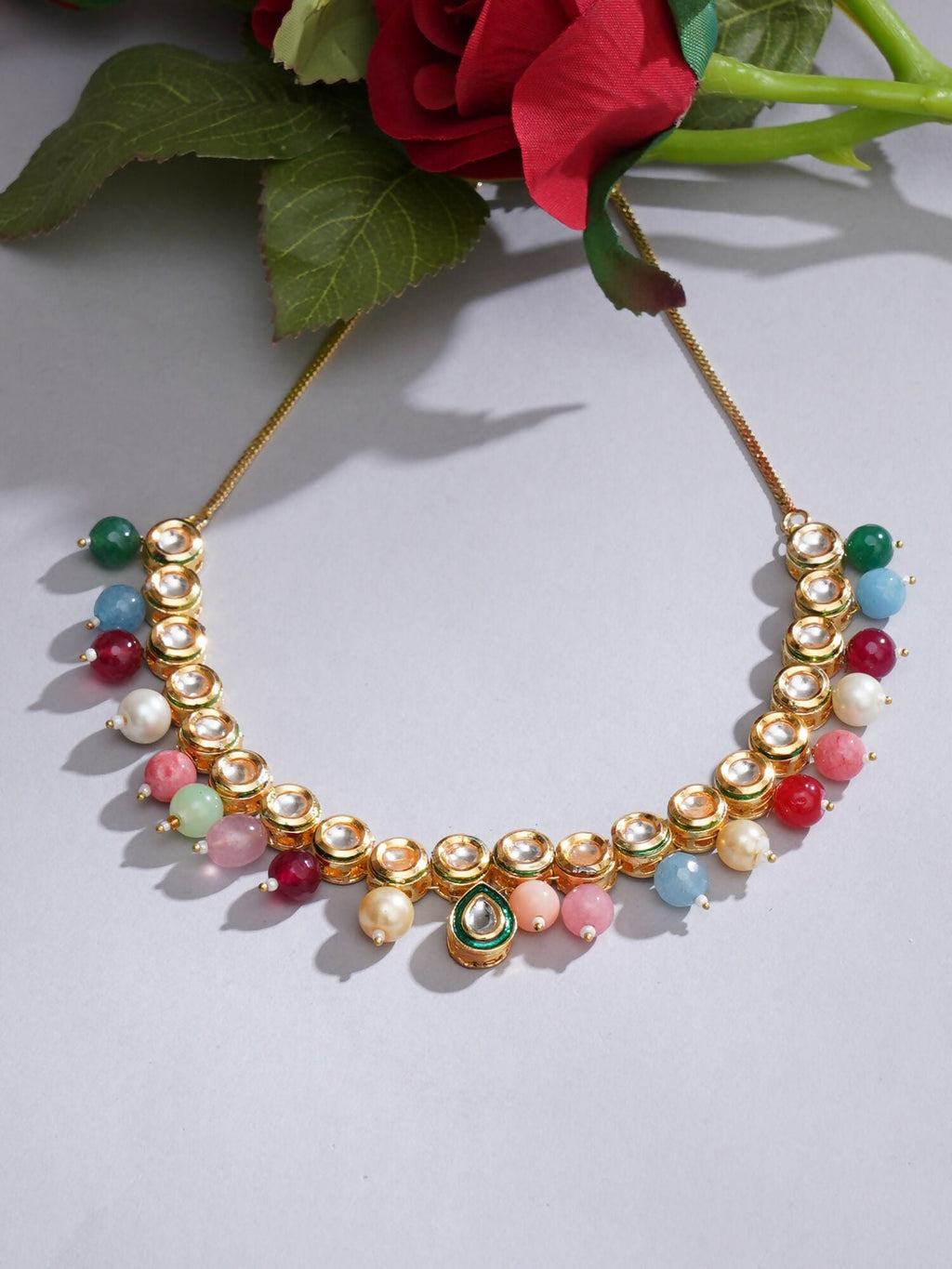 Kundan Necklace (Multi Color) - Ruby Raang