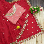 Joban Fashion Red Rangoli silk Party Wear Sarees - Distacart