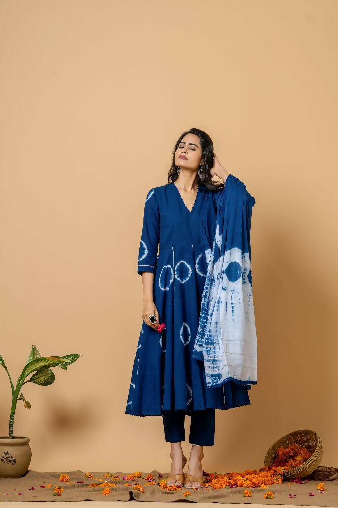 Joban Fashion Blue Tie & Dye Cotton Suit Set - Distacart