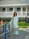 Joban Fashion Positive Sky Blue Digital Print With Position Foil Kurta Set - Distacart