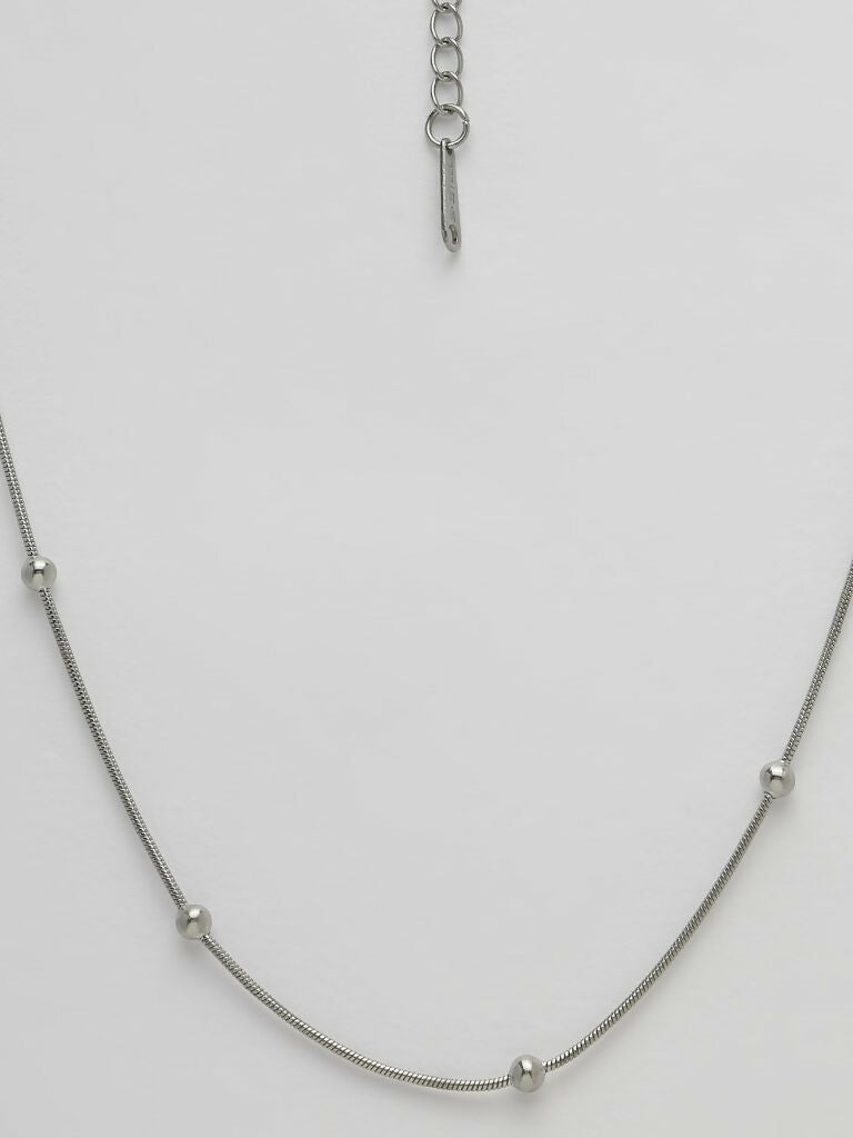 NVR Women's Silver-Toned Artificial Beads German Silver Oxidised Chain