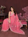 PR Fashion Gajari Georgette Embroidery Work With Embroidery Work Blouse Saree