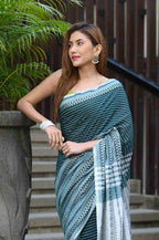 Beatitude Blue Cotton Tanchori Handloom Saree