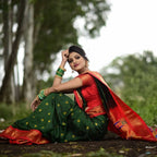 DEIANA'S Beautiful Designer Golden zari Soft Lichi Silk Saree - Green