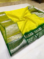 DEIANA'S Beautiful Designer Golden zari Soft Lichi Silk Saree - Yellow