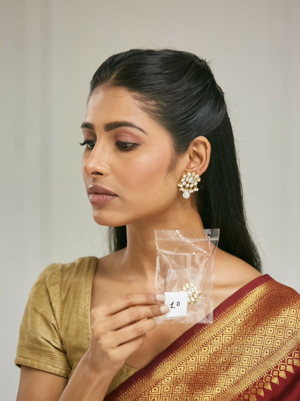 Nuyug 22K Gold-Plated Elegant MOP Studded Ethnic Pearl Drop Stud Earrings - Distacart