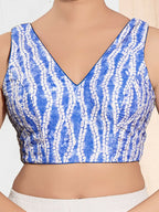 Joban Fashion Blue Viscose Rayon Padded Blouse With V Neck Sleeveless - Distacart