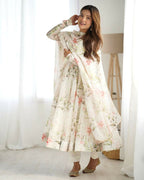 Joban Fashion Off White Kurta Set Organza Sequin Embroidery Work - Distacart