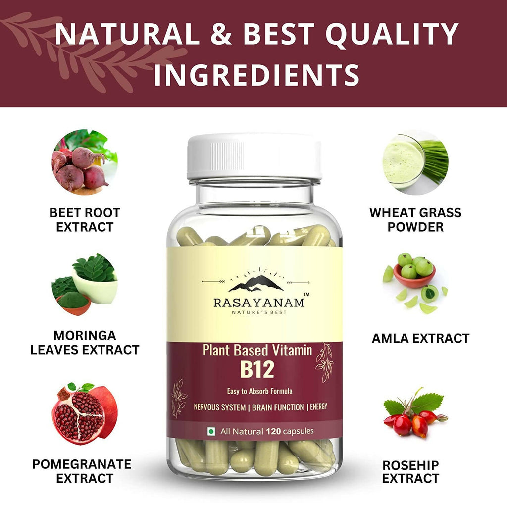 Rasayanam Plant Based Vitamin B12 Capsules for Men & Women - Distacart