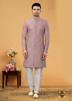 Joban Fashion Men's Light Purple Seltor Plain Kurta Pyjama set