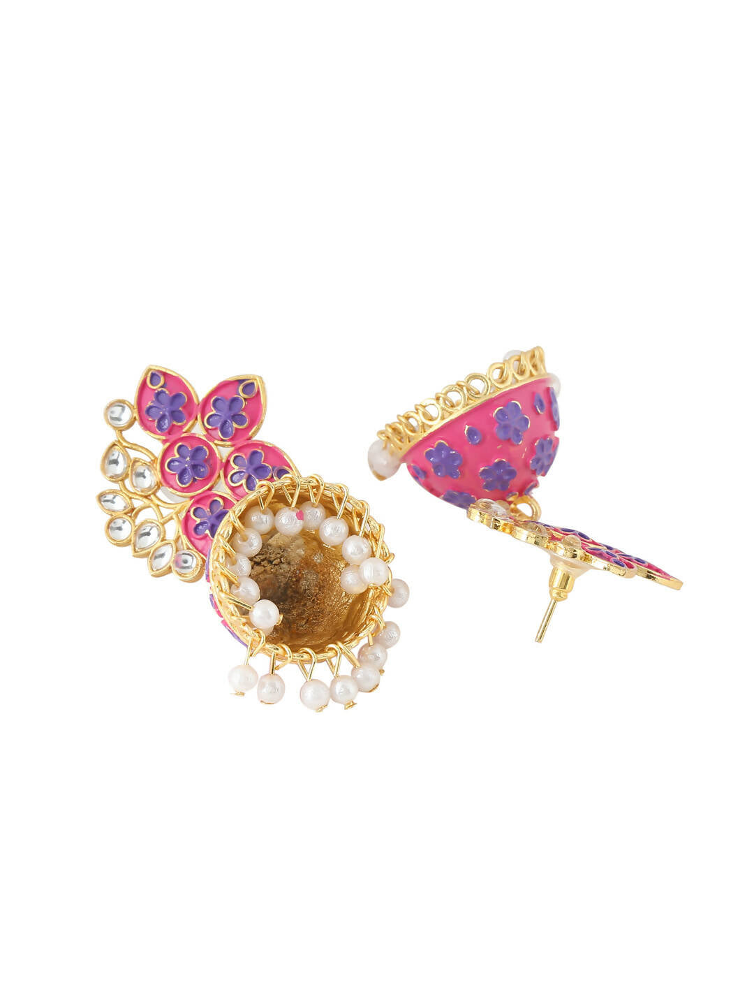 NVR Women Pink Dome Shaped Jhumka Earrings - Distacart
