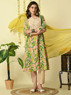 Myshka Women's Multi Pure Cotton Kurta & Palazzos With Dupatta Party Sets