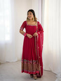 Joban Fashion Red Georgette Sequence Embroidery Work Readymade Kurta Set - Distacart